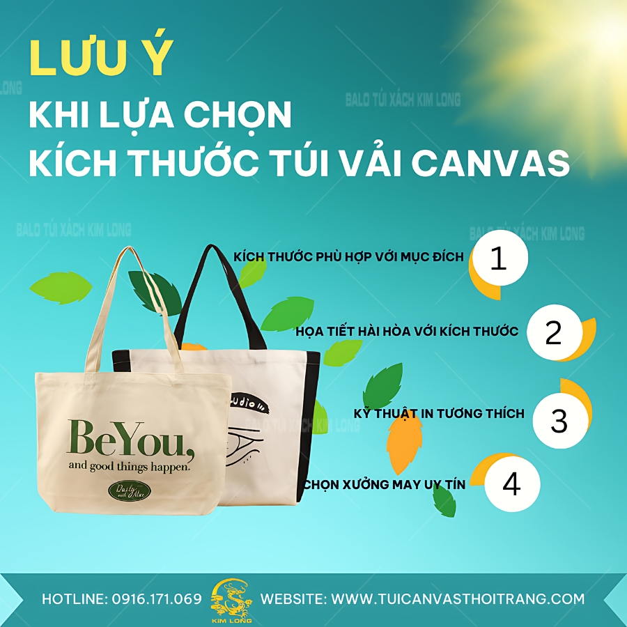 Các Kích Thước Túi Canvas Cập Nhật 2024