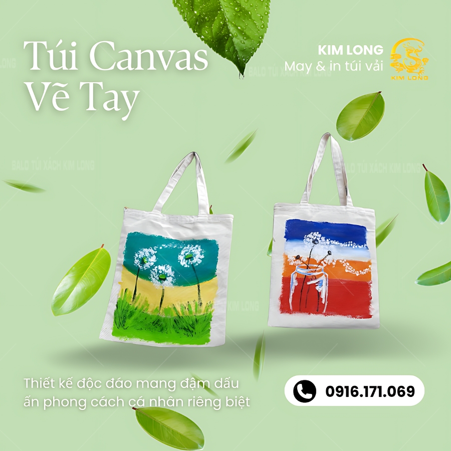 túi canvas vẽ tay