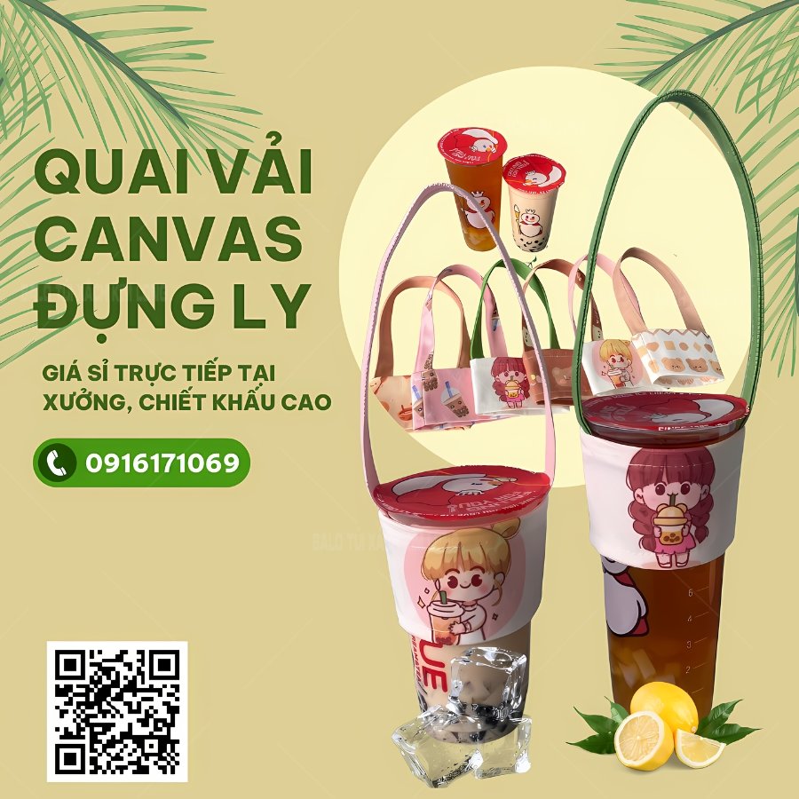 quai vải canvas đựng ly