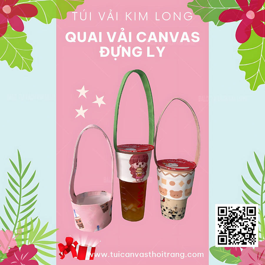 quai vải canvas đựng ly