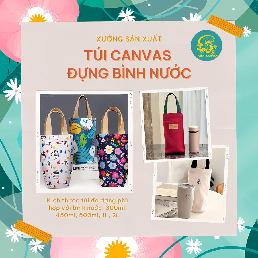 Túi Vải Canvas Đựng Bình Nước