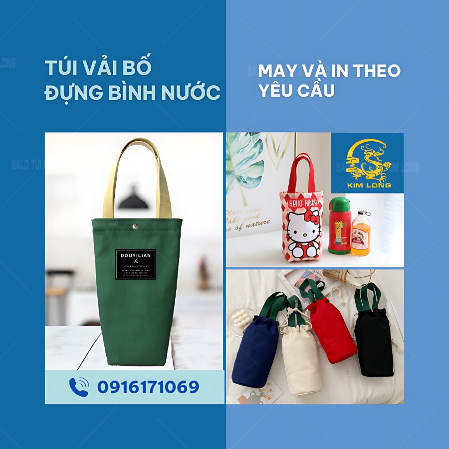 túi vải bố đựng bình nước