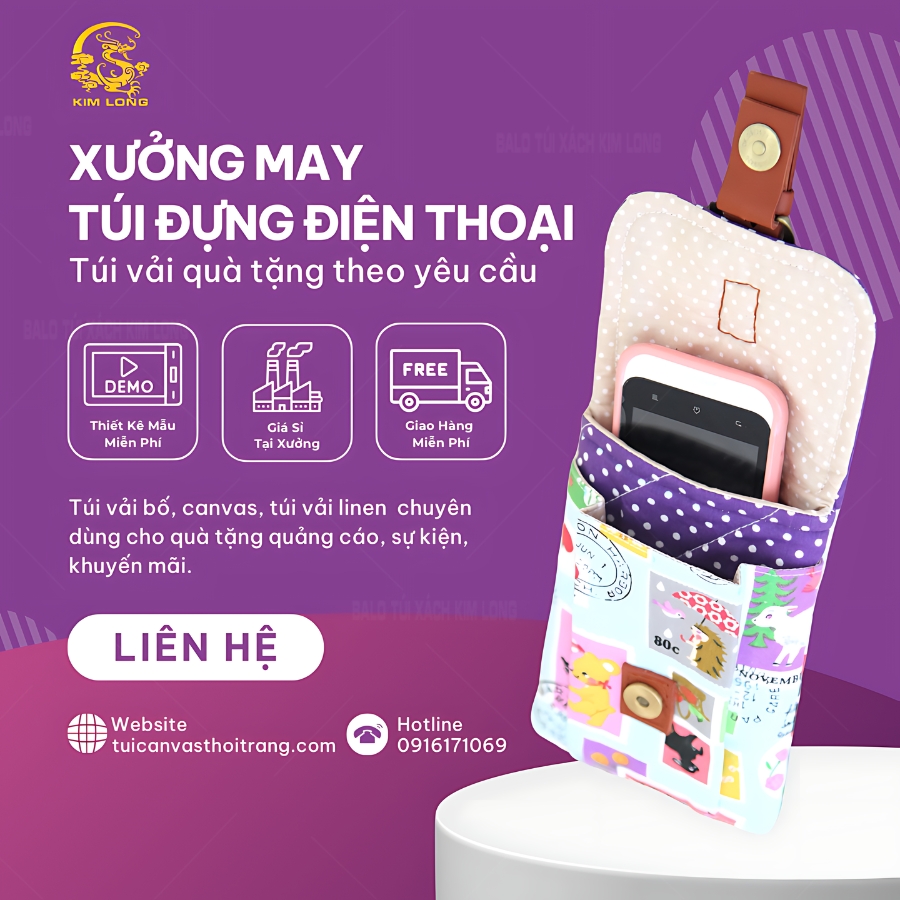 túi đựng điện thoại vải canvass