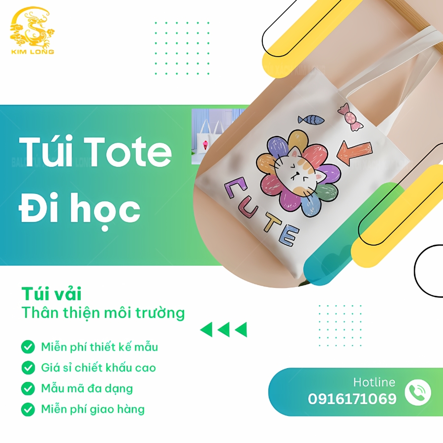 xưởng may túi tote đi học