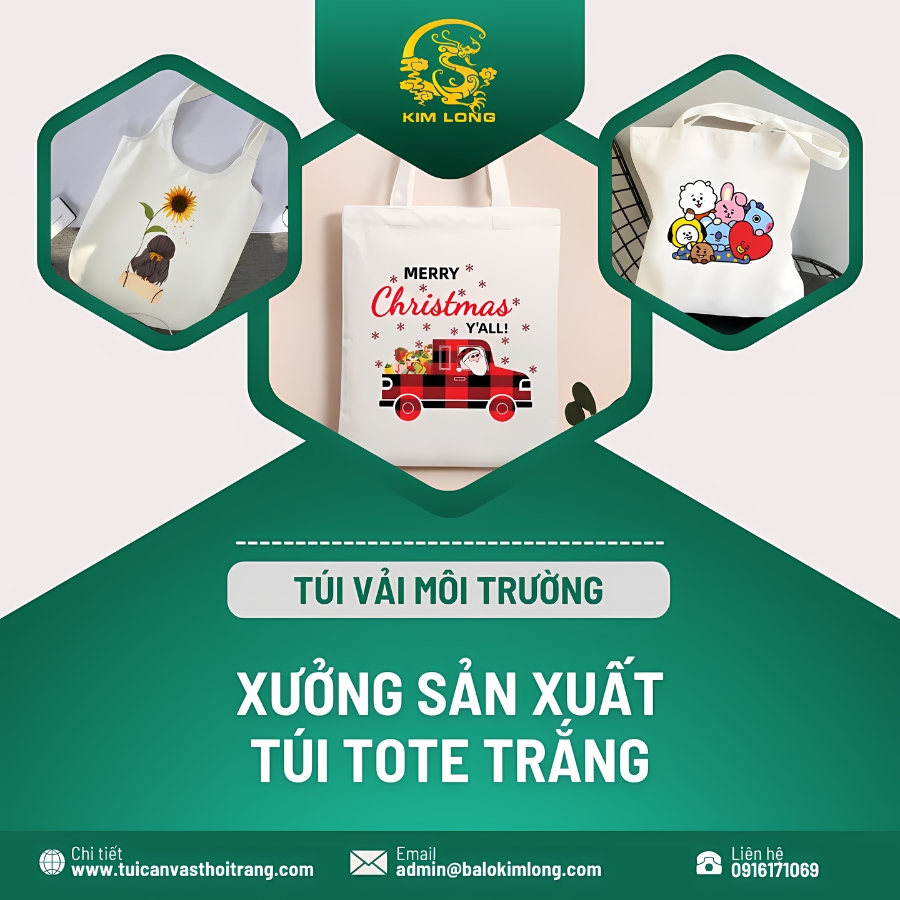 xưởng sản xuất túi tote trắng