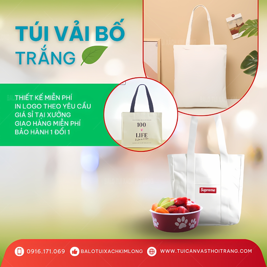 túi vải bố trắng