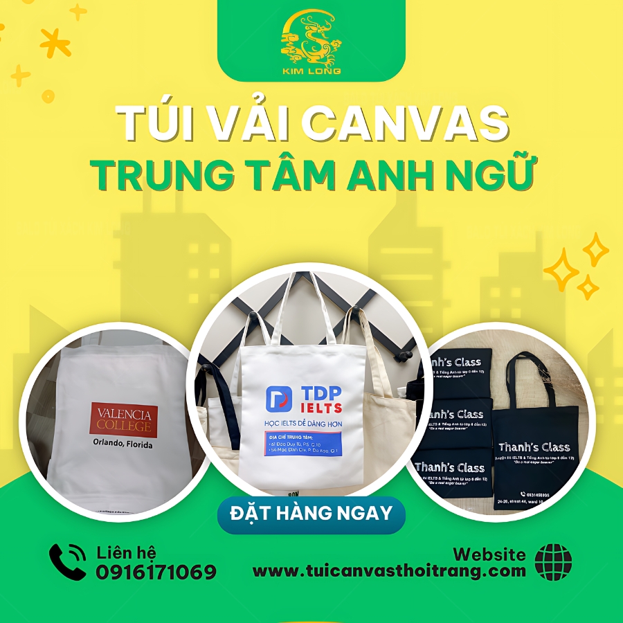 túi canvas trung tâm anh ngữ