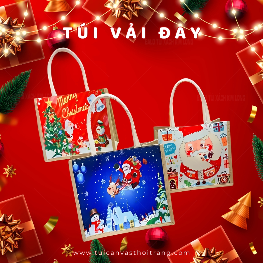 túi vải đựng quà noel